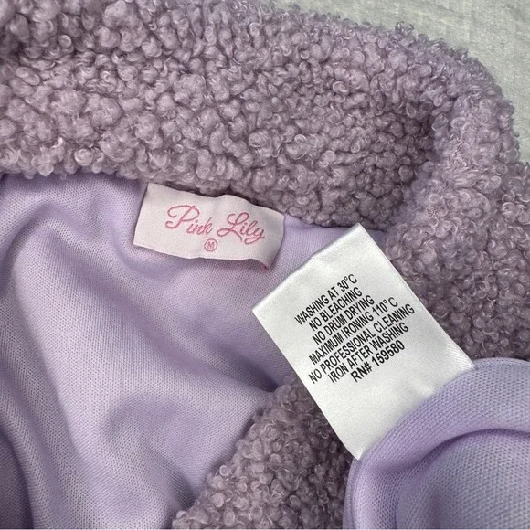 Pink Lily Lavender Purple Warm Sherpa Pullover Sweatshirt‎ Size Medium - Picture 5 of 7